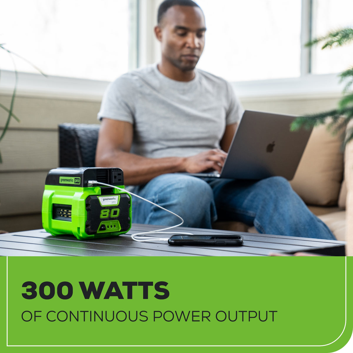 80V Cordless Battery 300 Watt Power Inverter (Tool Only)