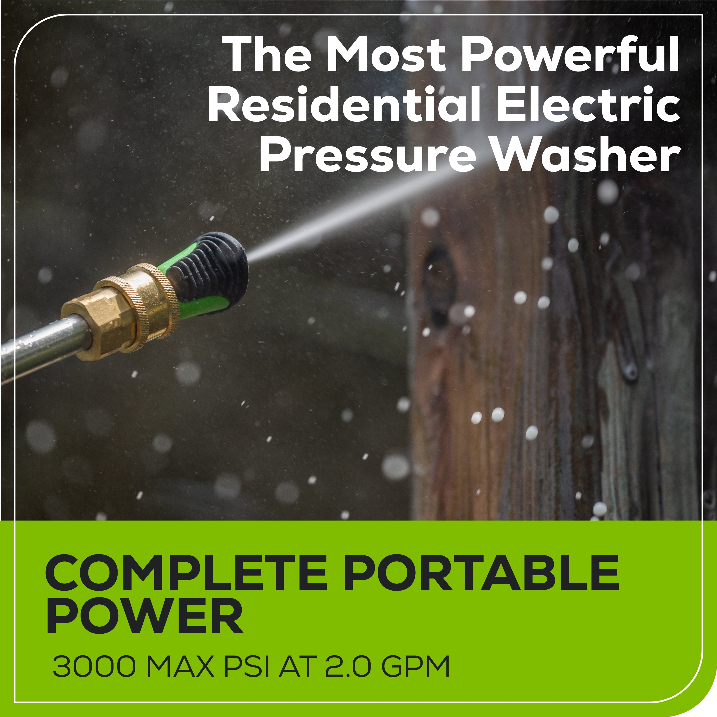60V 3000-PSI 2.0 GPM Electric Pressure Washer: (2) 4.0 Ah Batteries and Rapid Charger