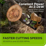 60V 18" Cordless Battery 2.0 kW Chainsaw and 24V 6" Pruner Saw, (1) 4.0 Ah Battery: (1) 2.0 Ah Battery and (2) Chargers