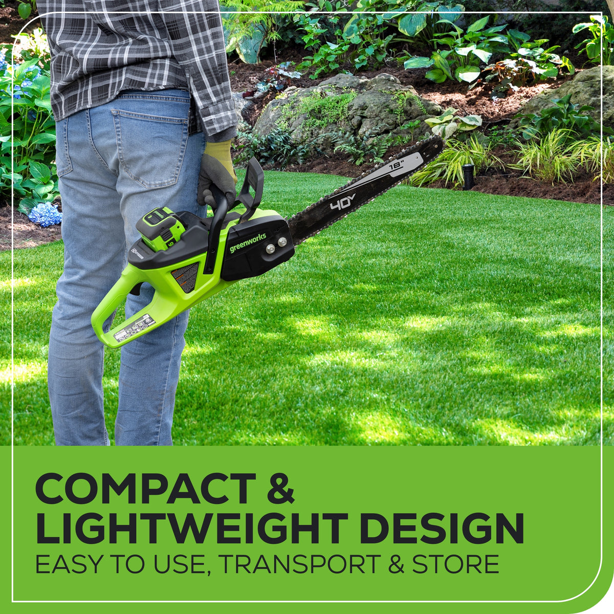40V 18" Cordless Battery 2.0 kW Chainsaw, 8.0 Ah Battery and Charger