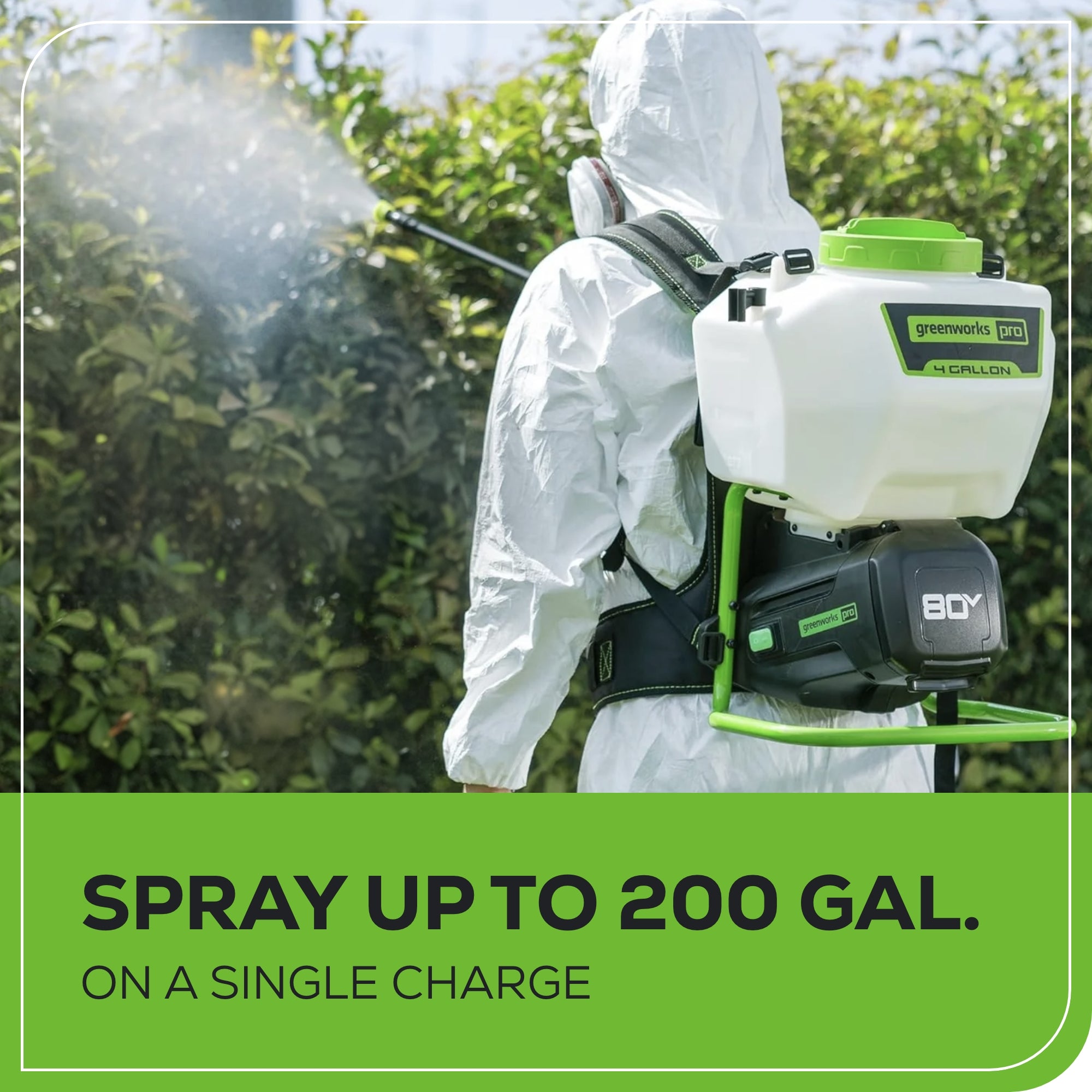 80V Cordless Battery Backpack Sprayer: 2.0 Ah Battery and Charger