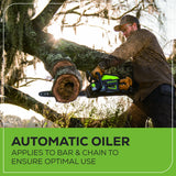 60V 18" Cordless Battery Brushless 2.5kW Chainsaw: 5.0 Ah Battery and Rapid Charger