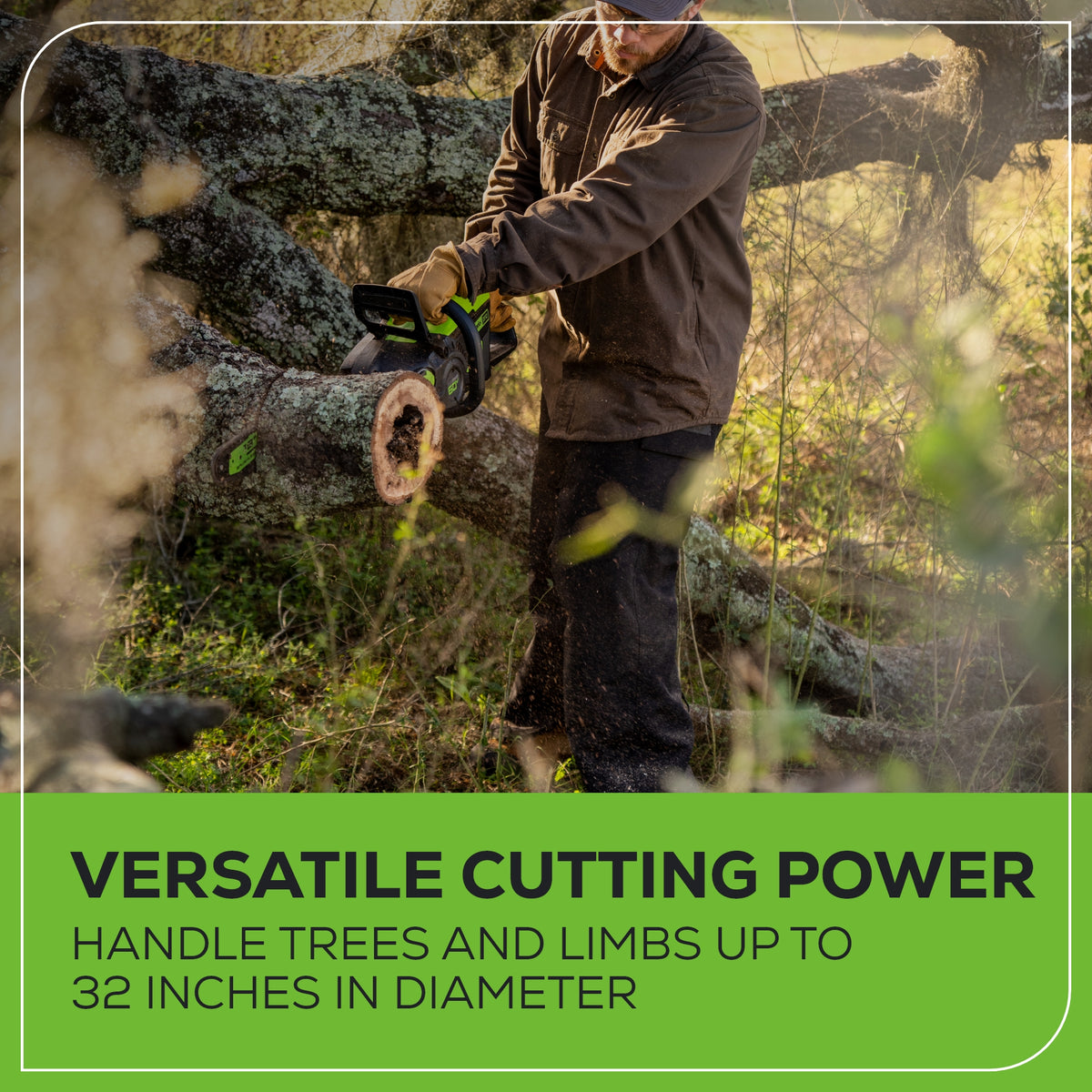 60V 18" Cordless Battery Brushless 2.5kW Chainsaw: 5.0 Ah Battery and Rapid Charger