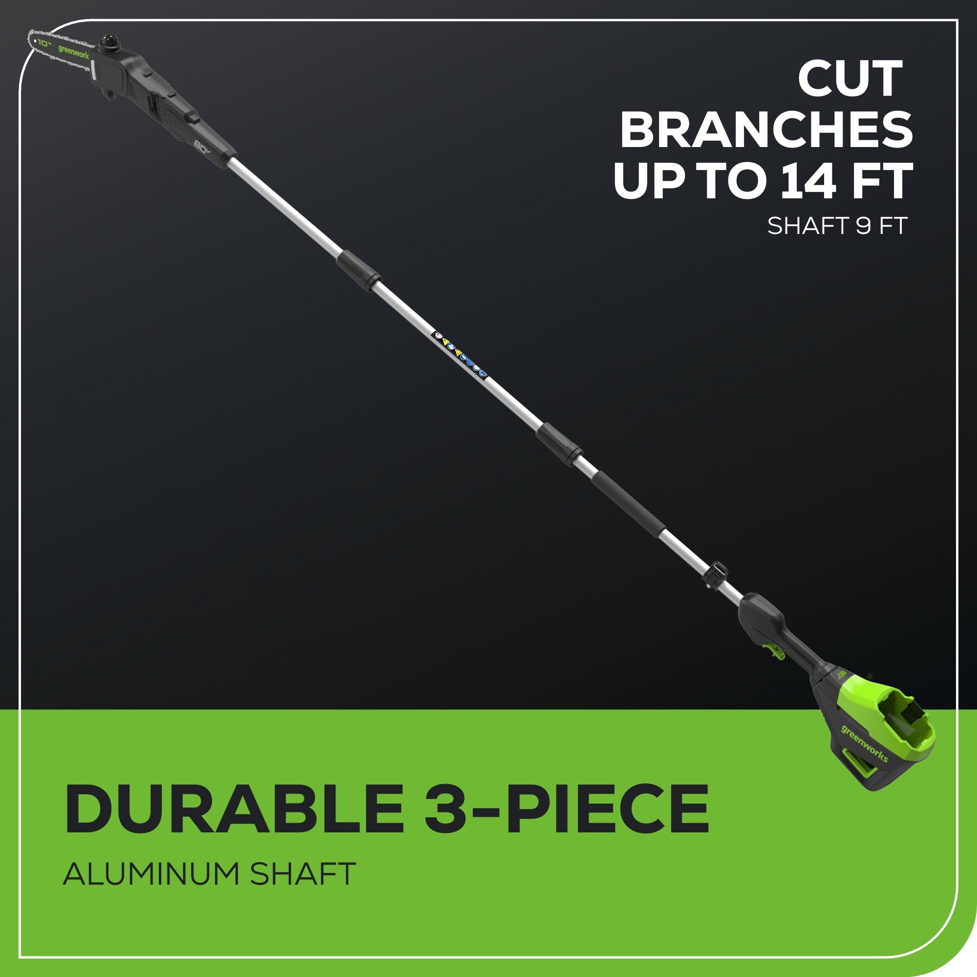 80V 20" Cordless Battery Pole Hedge and 10" Pole Saw Combo Kit: 2.0 Ah Battery and Rapid Charger