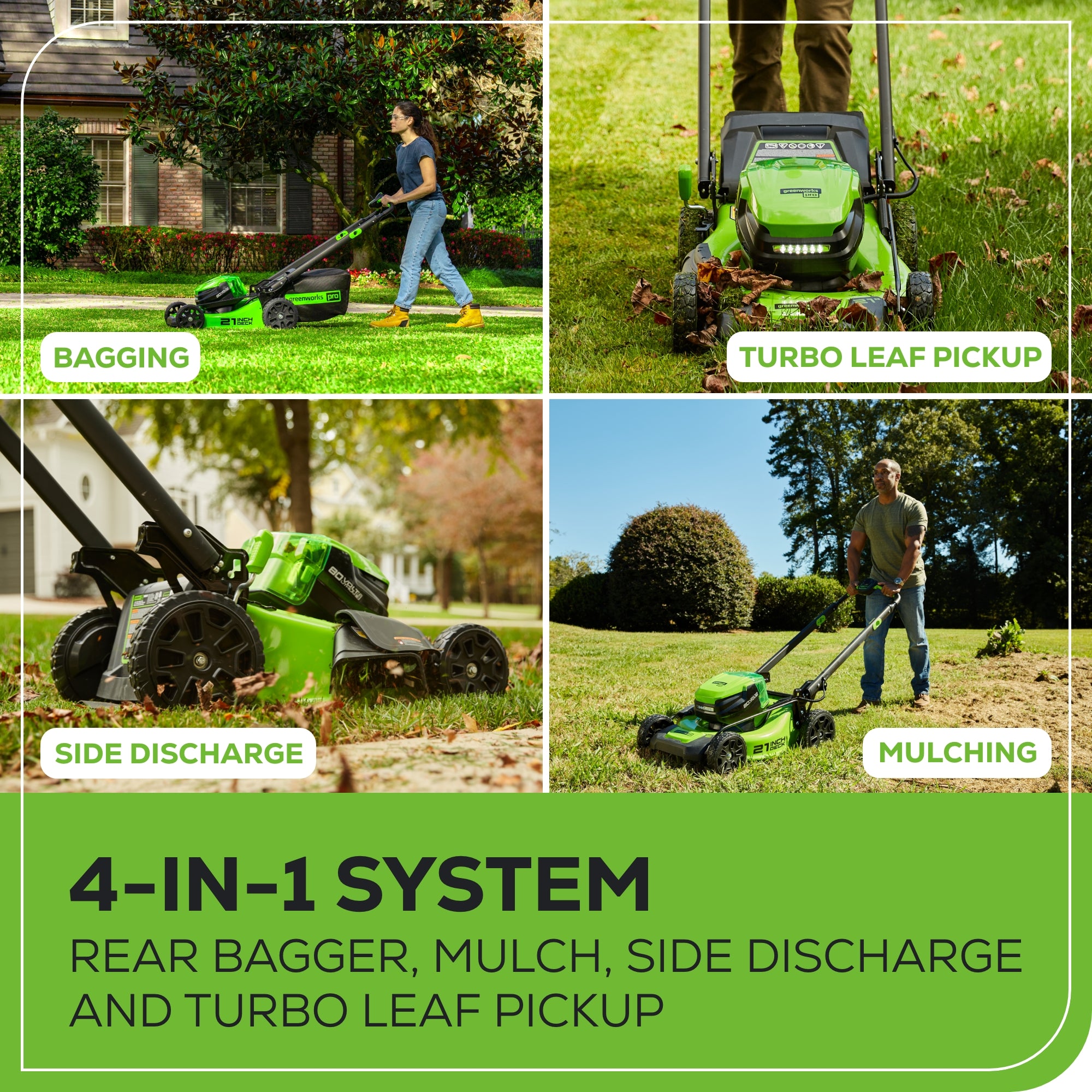 80V 21" GEN 2 Cordless Battery 4-in-1 Push Lawn Mower (Auto Switch): 4.0 Ah Battery and Charger, LM2118