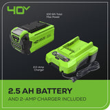 40V 14" Cordless Battery 1.5kW Chainsaw w/ 2.5 Ah Battery & Charger
