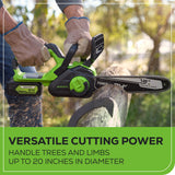 24V 12" Cordless Battery Chainsaw: 4.0 Ah USB Battery and Charger