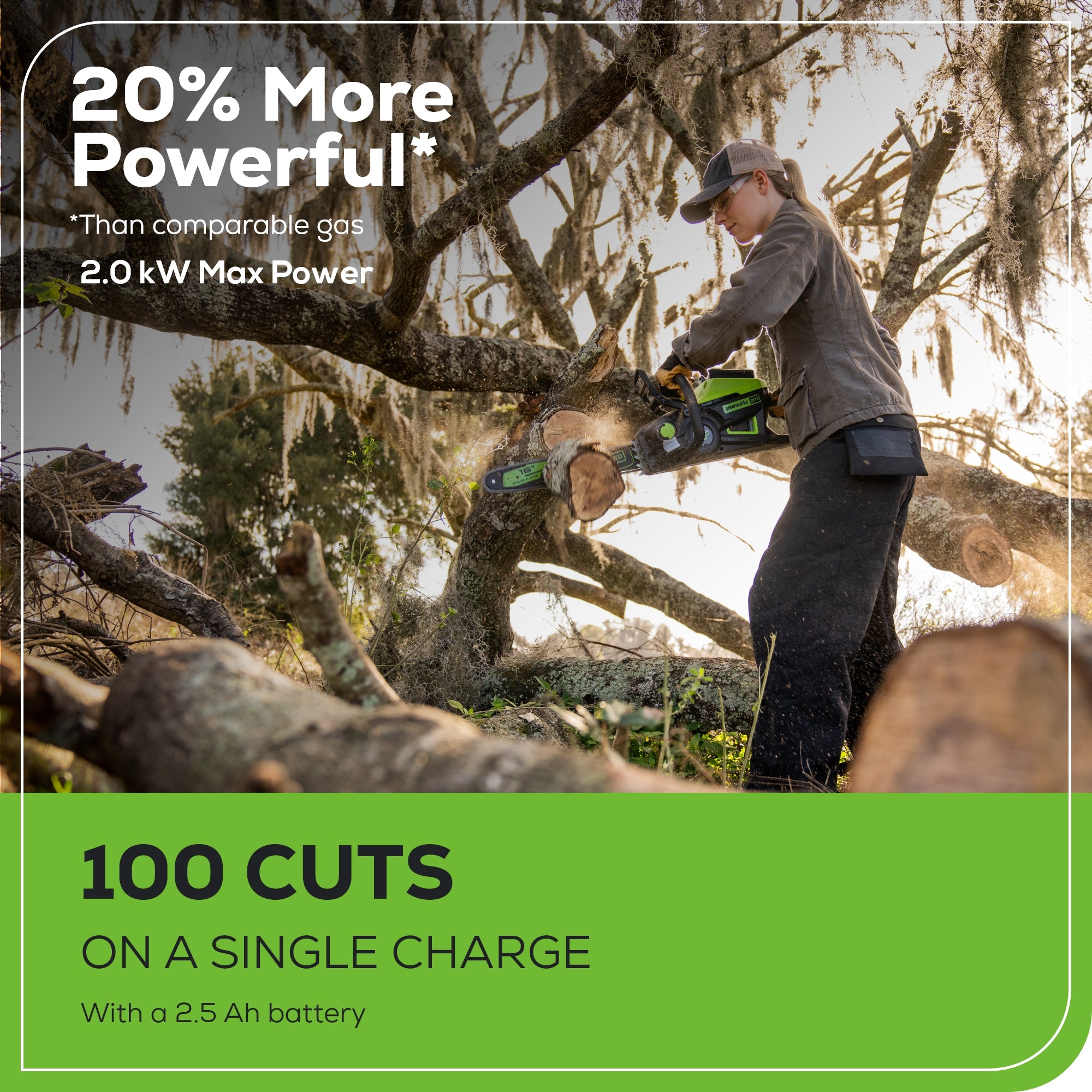 60V 16" Cordless Battery 2.0kW Chainsaw w/ 2.5Ah Battery & Charger