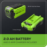 40V 15" Gen 2 Cordless String Trimmer: (1) 2.0 Ah Battery, (1) 2A Charger