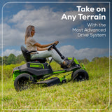 RENEWED 60V 42" Cordless Battery CrossoverT Riding Lawn Mower, (4) 8.0 Ah Batteries and (2) Dual-Port Turbo Chargers, CRT4262