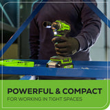 24V 1/4" 1950 in/lbs Brushless Impact Driver Kit (8-piece Bit Set and Tool Bag Included): (2) 2Ah Batteries and Charger