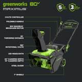 80V 22" Maximus Brushless Cordless Single-Stage Snow Blower: (1) 4.0 Ah Battery, (1) 2A Single-Port Charger