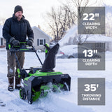 80V 22" Maximus Brushless Cordless Single-Stage Snow Blower: (1) 4.0 Ah Battery, (1) 2A Single-Port Charger