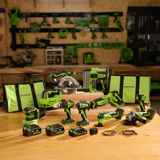24V Cordless 400 in-lbs Drill/Driver Power Tool 10PC Combo Kit w/ (2) 4.0 Ah and (1) 2.0 Ah USB-C Batteries and Charger