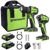24V Cordless Battery 400 in-lbs Drill / Driver and 1950 in-lbs Impact Driver, Two(2) 2.0 Ah USB-C Batteries and 65W USB-C Fast Charger
