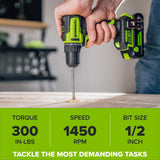 24V PowerAll 3/8" Drill and Impact Driver Combo Kit with (2) 2.0 Ah USB-C Batteries, 30W USB-C Charger Block, and 3' 100W USB-C Cable