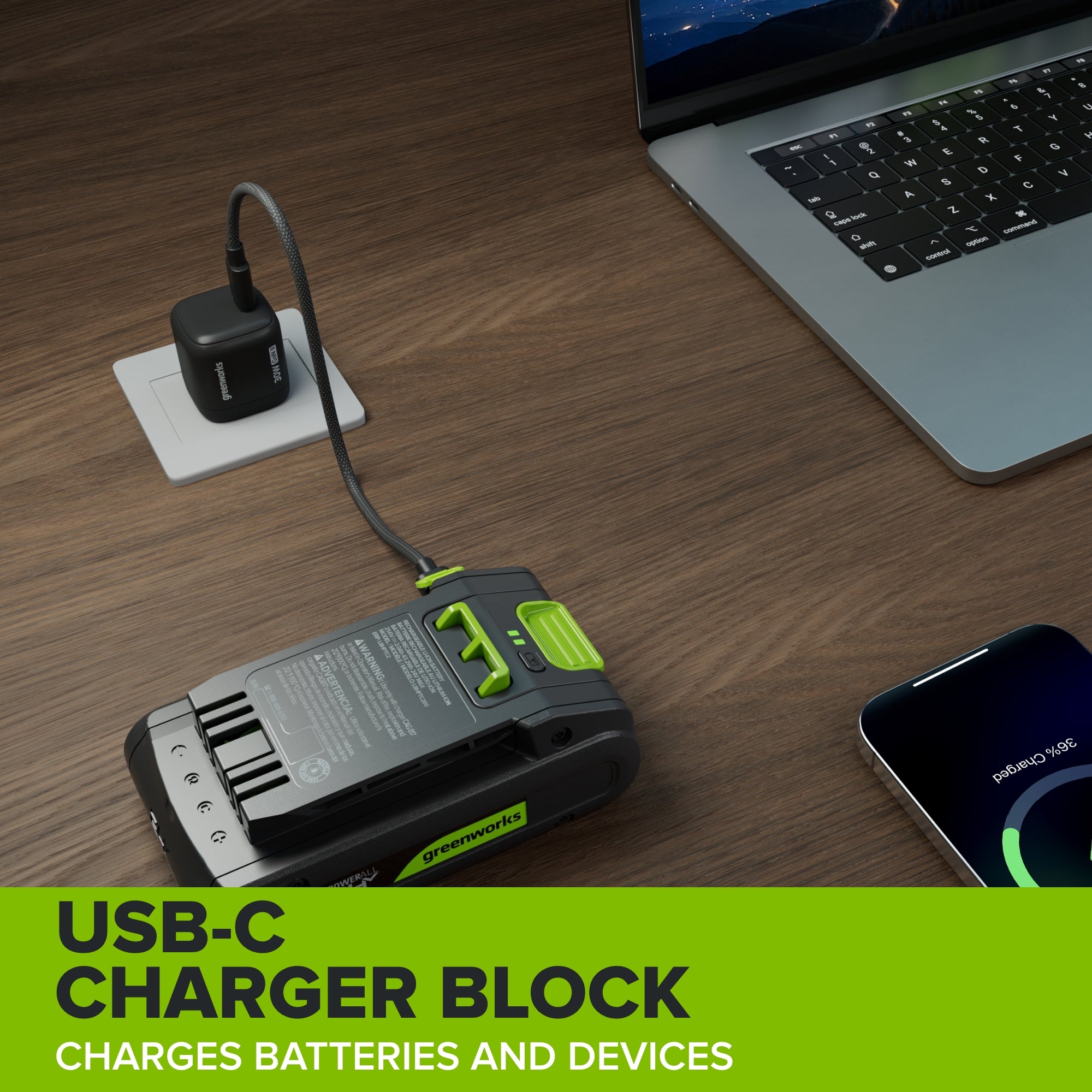 24V PowerAll 3/8" 300 in-lbs Drill and 1/4" 1900 in-lbs Brushless Impact Driver Combo Kit: (2) 2.0 Ah USB-C Batteries, (1) 30W USB-C Charger, (1) 3' 100W USB-C Cable and 33-piece Accessory Set