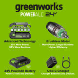 24V Cordless 280 in-lbs Drill/Driver 4PC Power Tool Combo Kit: (2) 2.0 Ah USB-C Batteries, (1) 30W USB-C Charger, (1) 3' 100W USB-C Cable and 34-Piece Accessory Sets