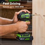 24V Cordless 400 in-lbs Drill/Driver Power Tool 5PC Combo Kit, (1) 4.0 Ah and (1) 2.0 Ah USB-C Batteries and Charger