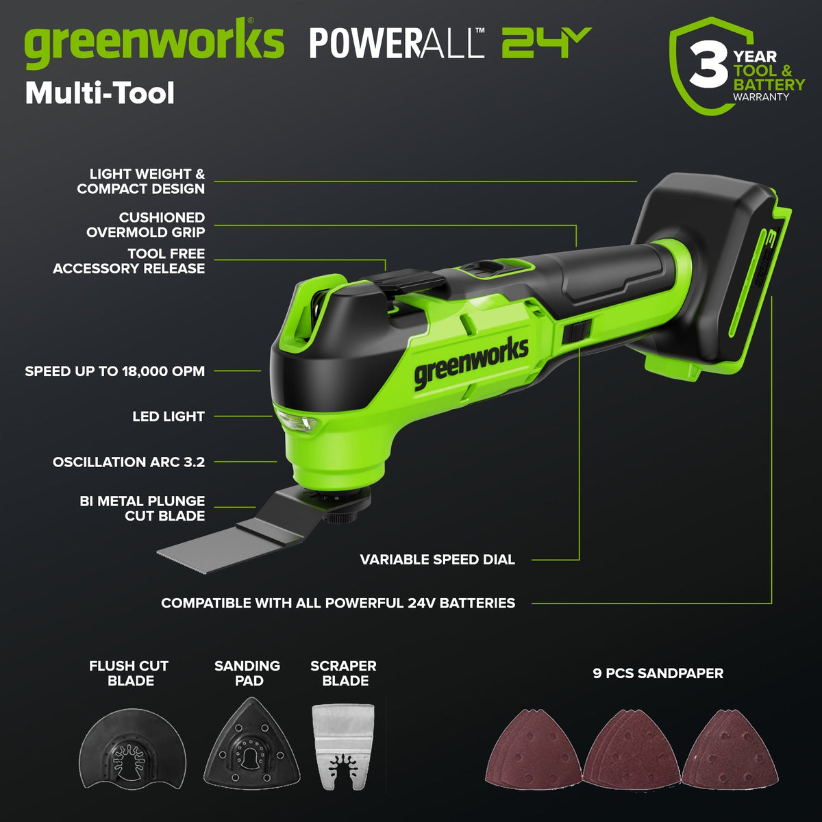 24V Cordless 400 in-lbs Drill/Driver Power Tool 5PC Combo Kit, (1) 4.0 Ah and (1) 2.0 Ah USB-C Batteries and Charger