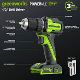 24V Cordless 400 in-lbs Drill/Driver Power Tool 4PC Combo Kit: (2) 2.0 Ah USB-C Batteries and 30W USB-C Fast Charger