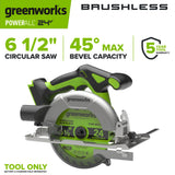 24V PowerAll 6-1/2" 5000RPM Circular Saw, Tool Only