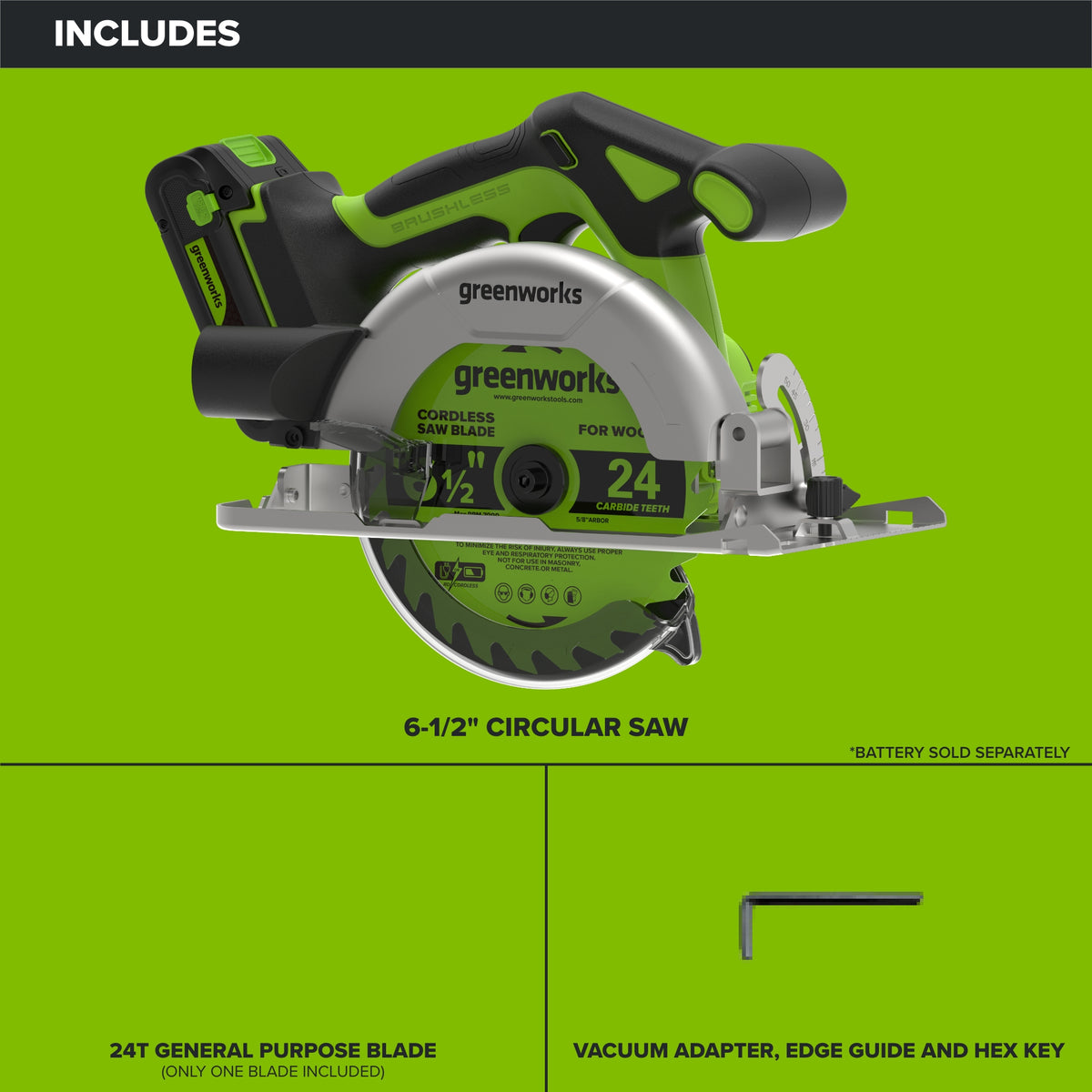 24V Cordless 280 in-lbs Drill/Driver Power Tool 3PC Combo Kit w/ 6-1/2" Circular Saw & 1-1/4" Reciprocating Saw : (2) 2.0Ah USB-C Battery, (2) 30W USB-C Charger, (2) 3' 100W USB-C Cable