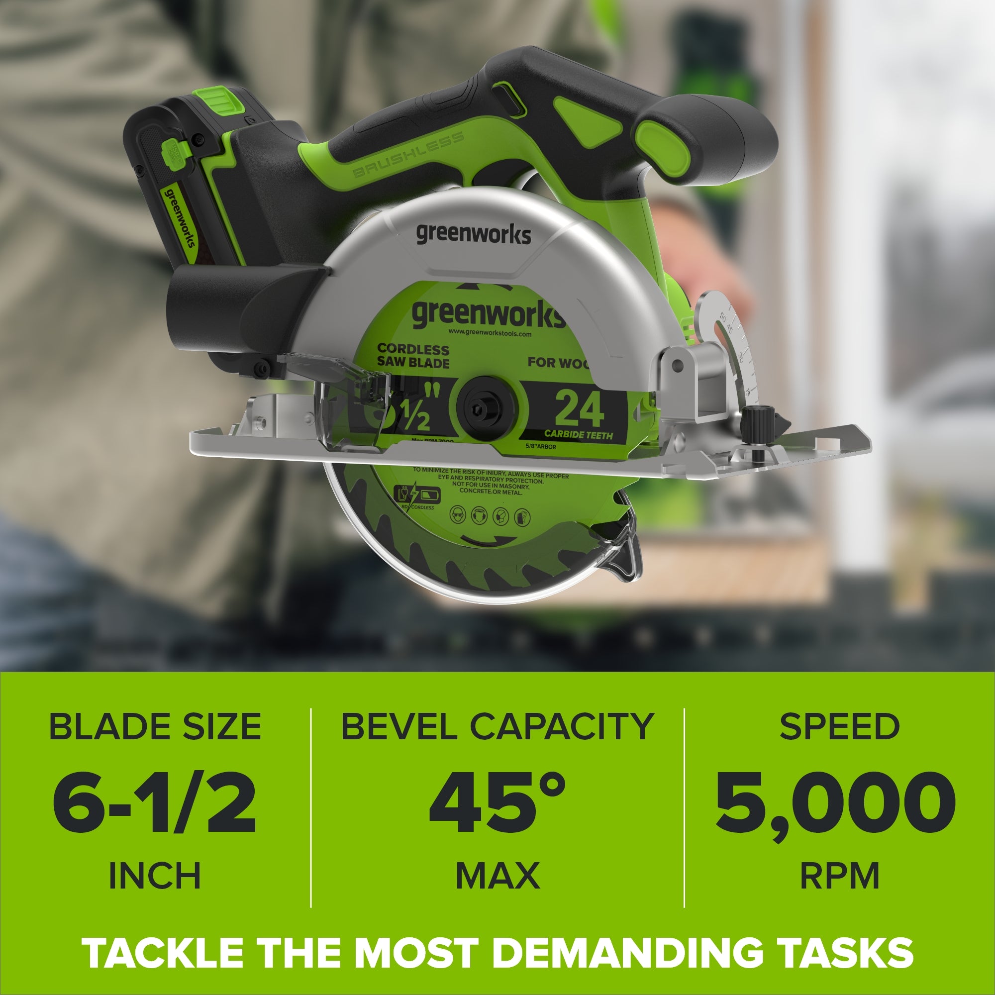 24V Cordless 280 in-lbs Drill/Driver Power Tool 3PC Combo Kit w/ 6-1/2" Circular Saw & 3000SPM Jig Saw: (1) 2.0Ah USB-C Battery & Charger, (1) 3' 100W USB-C Cable