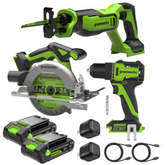 24V Cordless 280 in-lbs Drill/Driver Power Tool 3PC Combo Kit w/ 6-1/2
