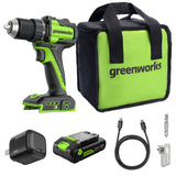 24V Cordless Battery 1/2" 400 in/lbs Drill Driver: 2.0 Ah USB-C Battery and 30W USB-C Fast Charger