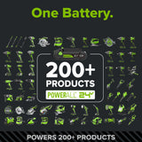 24V PowerAll Pro 1,350 in-lb 1/2" Hammer Drill, with 2.0 Ah USB-C Battery, 65W Charger, Belt Clip, and Auxiliary Handle