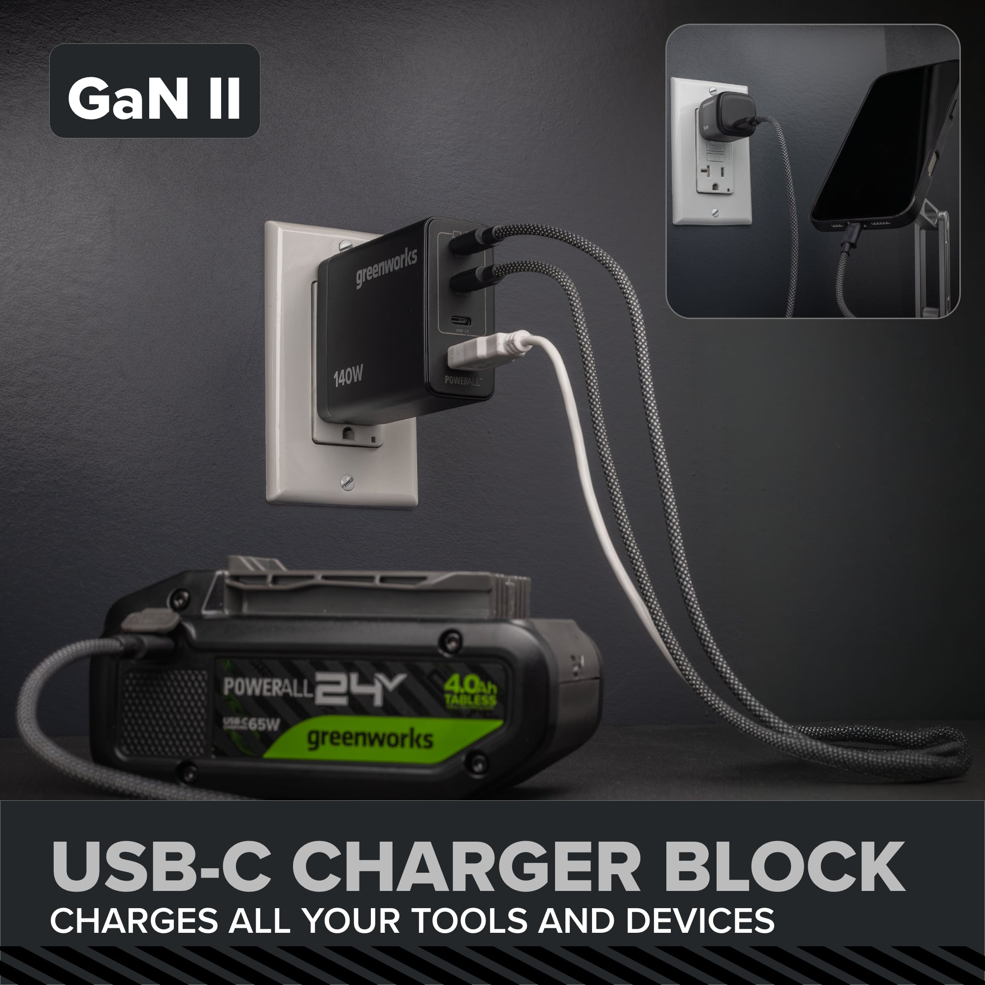 24V PowerAll Pro 850 in-lb 1/2" Hammer Drill, with 2.0 Ah USB-C Battery, 30W Charger, Belt Clip, and Auxiliary Handle