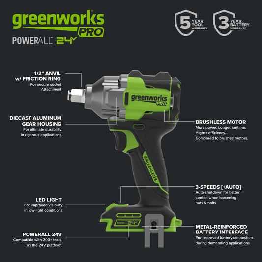 24V PowerAll Pro 560 ft-lb Breakaway Torque 1/2