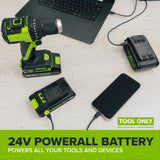 24V PowerAll Jigsaw w/ 6PC Blades, Dust Port Adapter, and Tube Adapter (Tool Only)