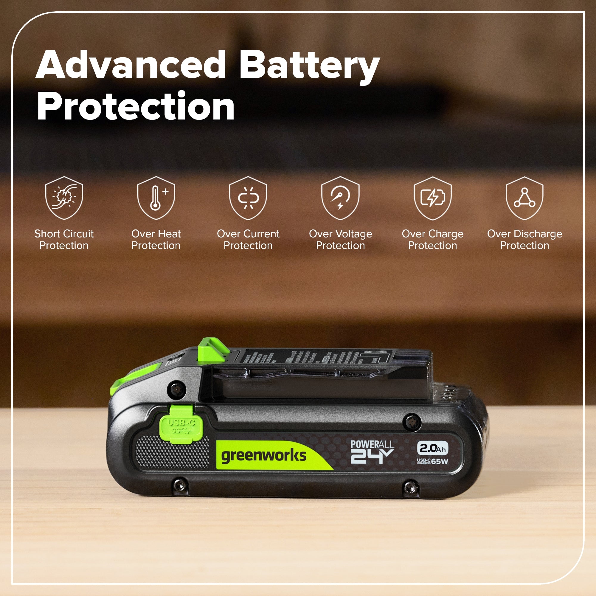 24V 2.0 Ah Battery with Bi-Directional USB-C Port