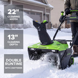80V 22" Maximus Brushless Single-Stage Auger-Propelled Snow Blower: (2) 4.0 Ah Batteries, (1) 6A Single-Port Fast Charger