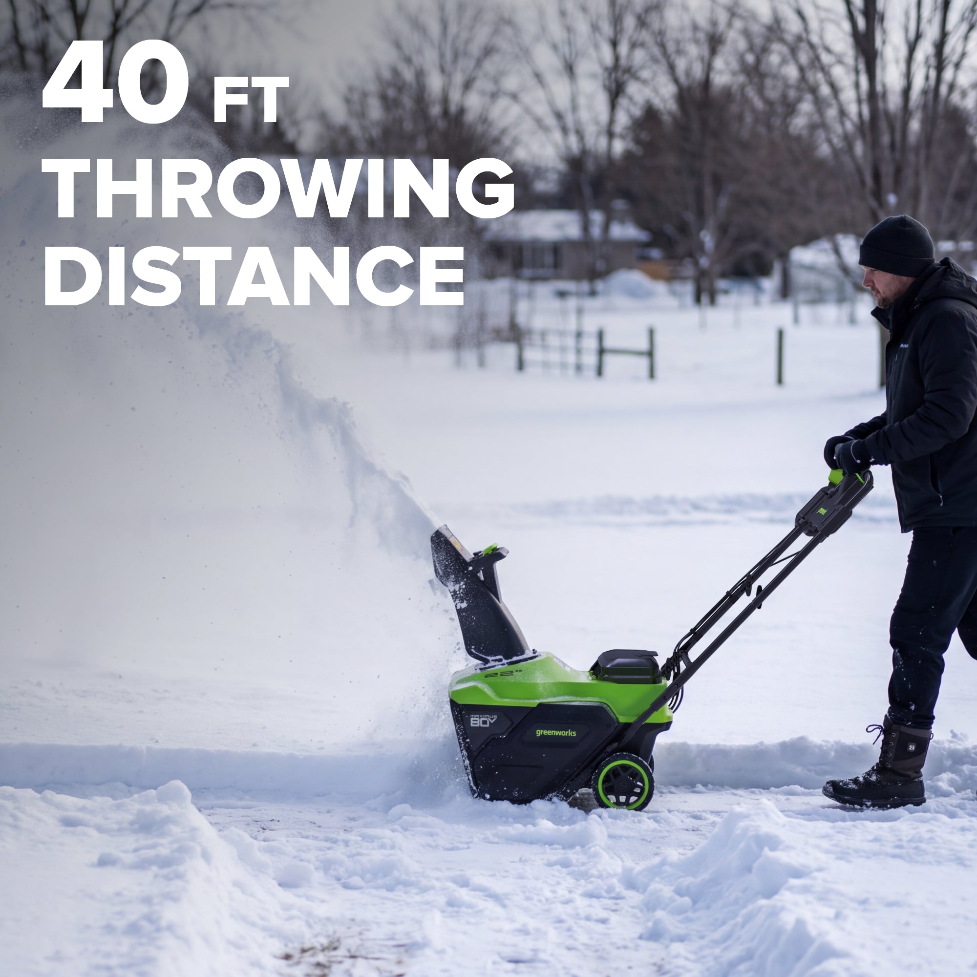 80V 22" Maximus Brushless Single-Stage Auger-Propelled Snow Blower: (2) 4.0 Ah Batteries, (1) 6A Single-Port Fast Charger