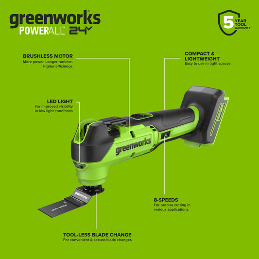 24V PowerAll 3.2° Oscillating Multi-Tool Kit with 3 Blades & 10-Piece Sanding Set