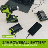 24V PowerAll High Power 4.0 Ah Battery with Bi-Directional 65W USB-C Charging Port