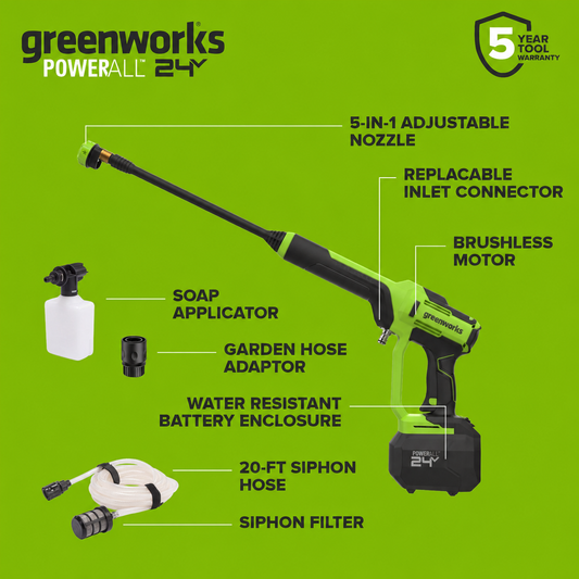 24V 700 PSI 0.8 GPM Cold Water Cordless Power Cleaner (Tool Only)