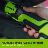 24V PowerAll 60 ft-lb 3/8" Extended Reach Ratchet Wrench, with 2.0 Ah Battery, 30W Charger, and 3' Cable