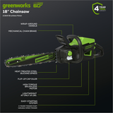 60V 18" Cordless Battery 2.0 kW Chainsaw (Tool Only)