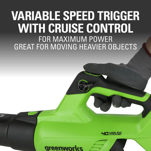 40V 500 CFM Cordless Battery Leaf Blower: 2.5 Ah Battery and Charger