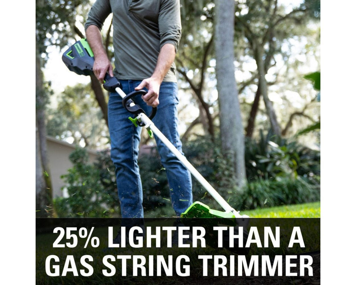 60V 16" Cordless Battery String Trimmer (Attachment Capable) and Horizontal Blower Attachment: 4.0 Ah Battery and Charger