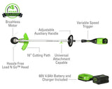 60V 16" Cordless Battery String Trimmer (Attachment Capable)and 10" Cultivator Attachment Combo Kit: 4.0 Ah Battery and Charger