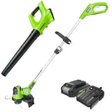 24V 12" Cordless Battery String Trimmer & 330 CFM Leaf Blower Combo Kit w/ 2.0 Ah Battery & Charger